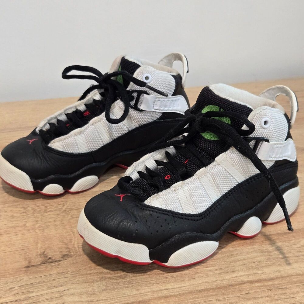 Nike air jordan 6 rings kids size 11C/28 basketball sneaker Play Leather Mid top